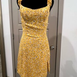 Sunny Yellow Floral Mini Dress